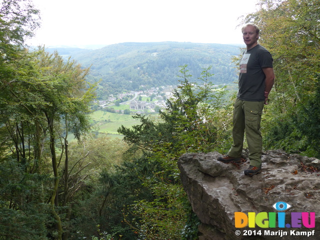 FZ008891 Marijn and view to Tintern Abbey from Devil's pulpit